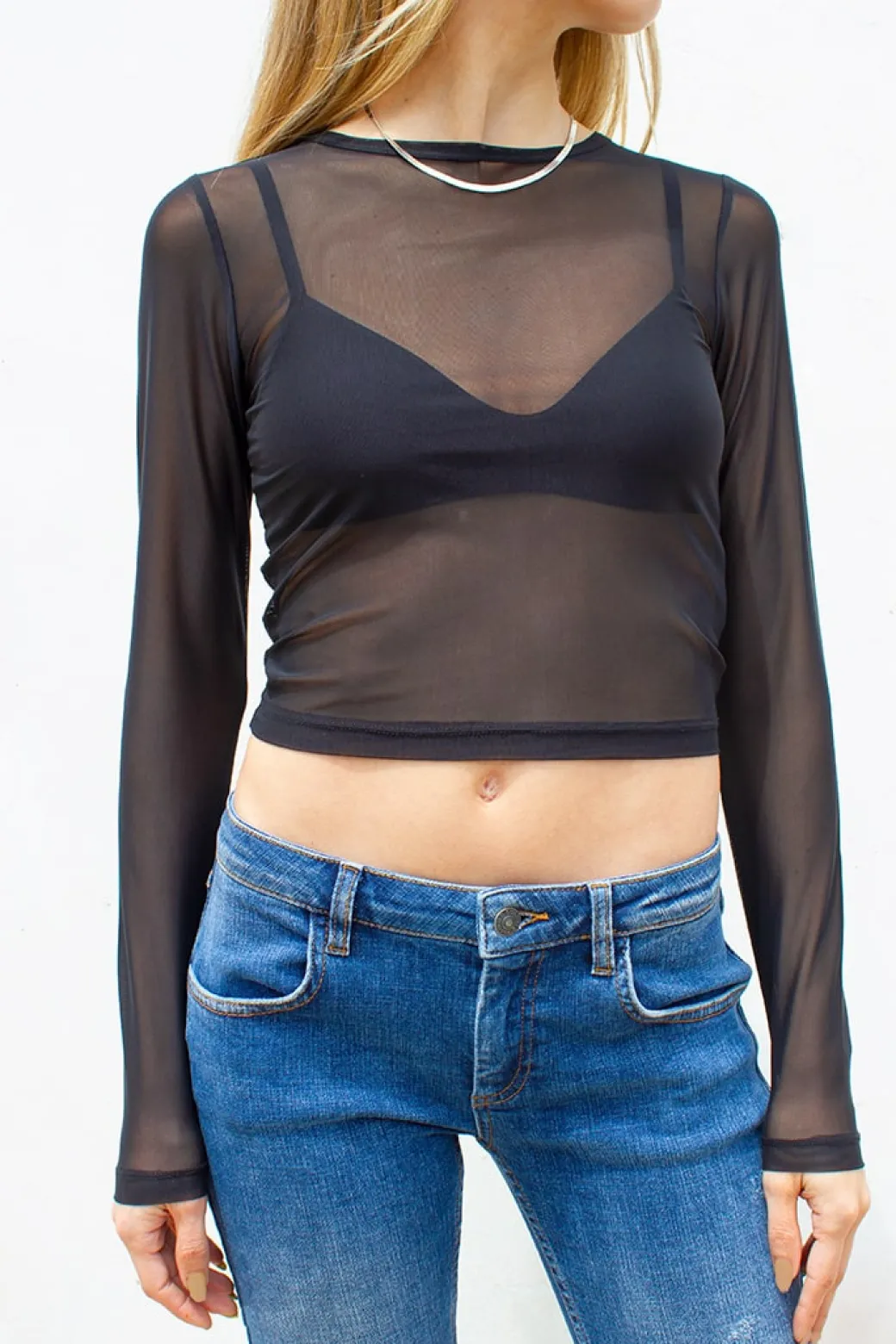 Camiseta cuello redondo trasparente
