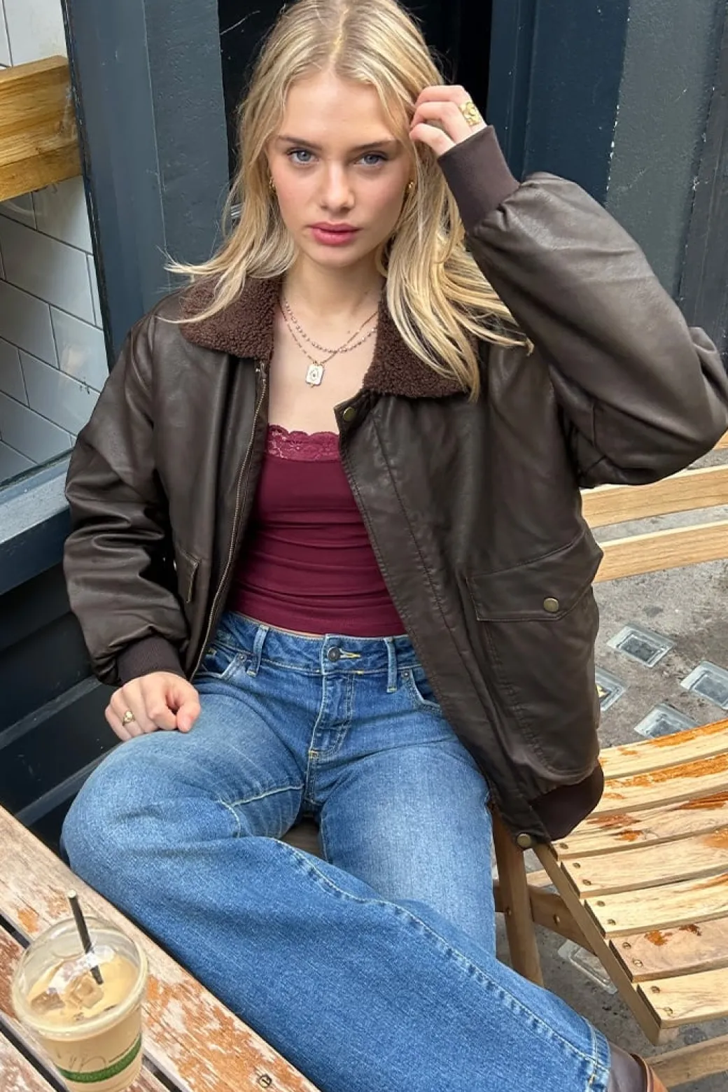 Chaqueta bomber poli piel