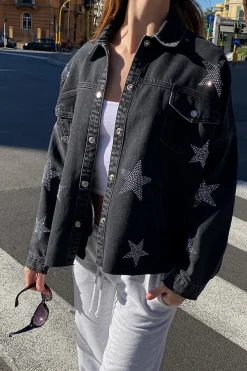 Chaqueta oversize estrellas strass
