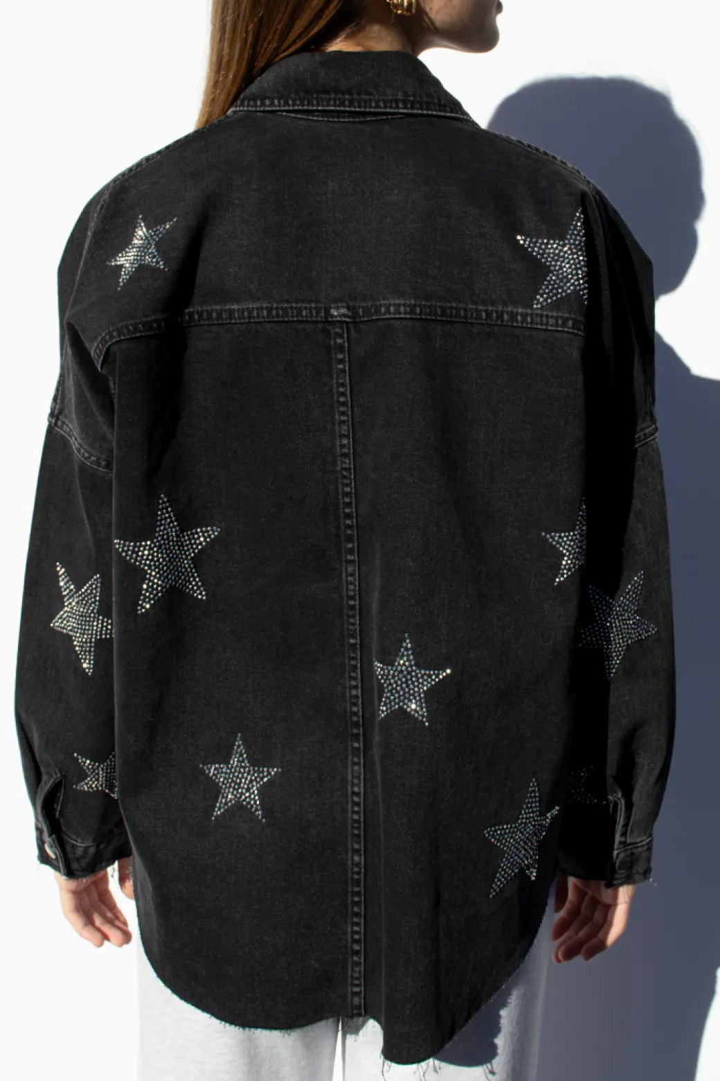 Chaqueta oversize estrellas strass