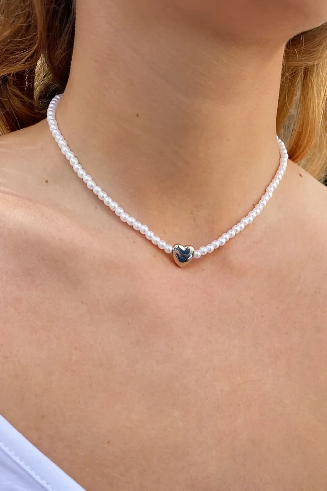 Collar perle y corazón