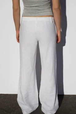 Pantalones low waist in lino